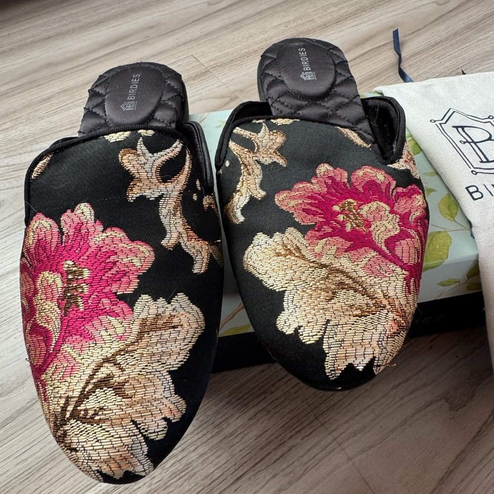 Birdies Phoebe floral jacquard mules